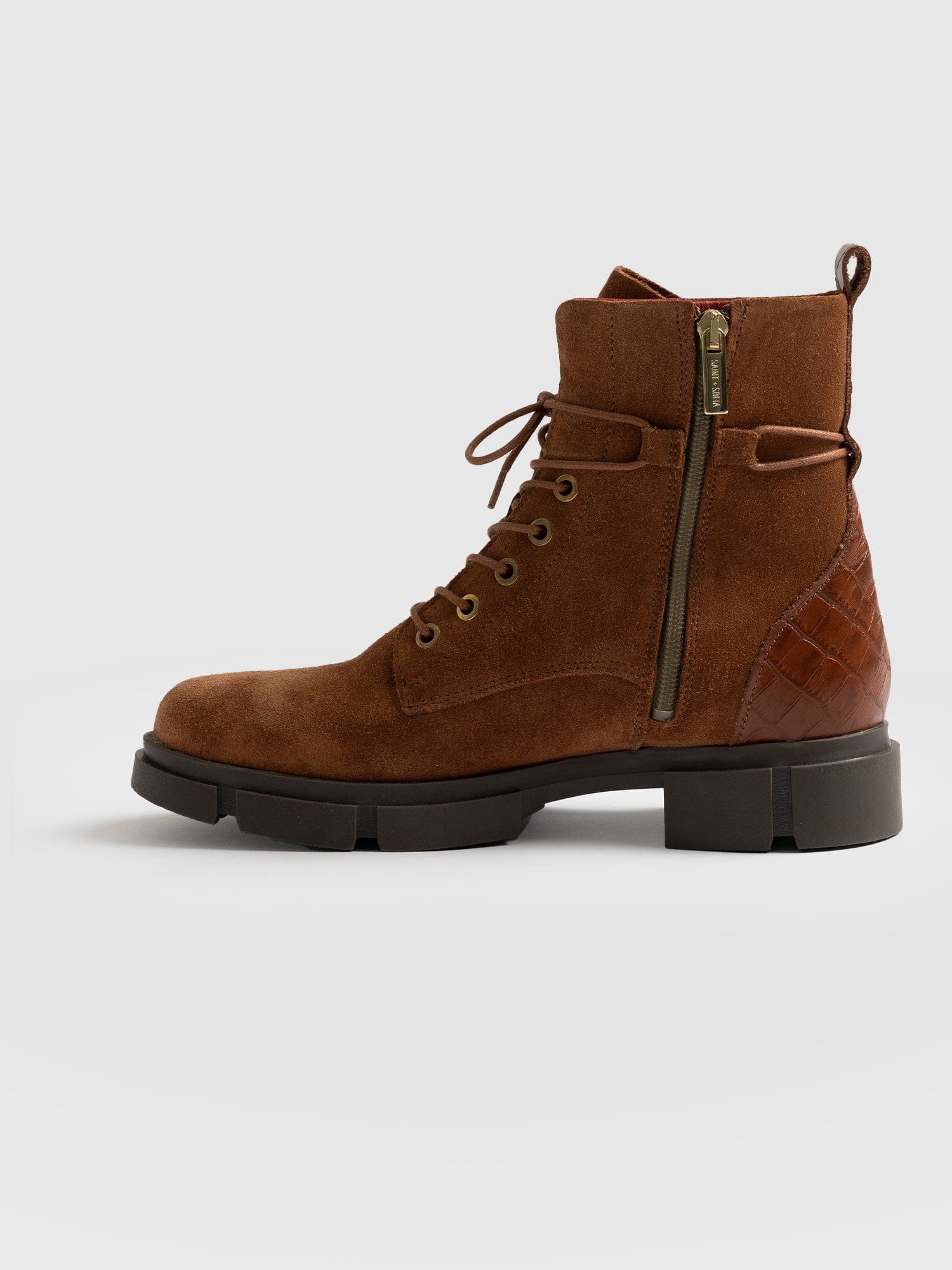 Noho Boot Tan Suede Croc - Women's Leather Boots | Saint + Sofia® EU